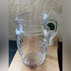 ANCHOR HOCKING | Vintage Block Optic Glass Pitcher